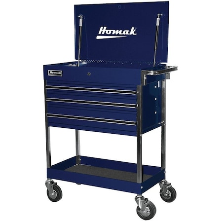 Homak 34in Professional 3 Drawer Service Cart - Blue BL05500200